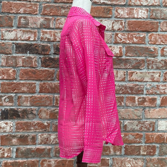 Hot pink Dots pink and silver button down top / S / Excellent condition - Picture 7 of 13